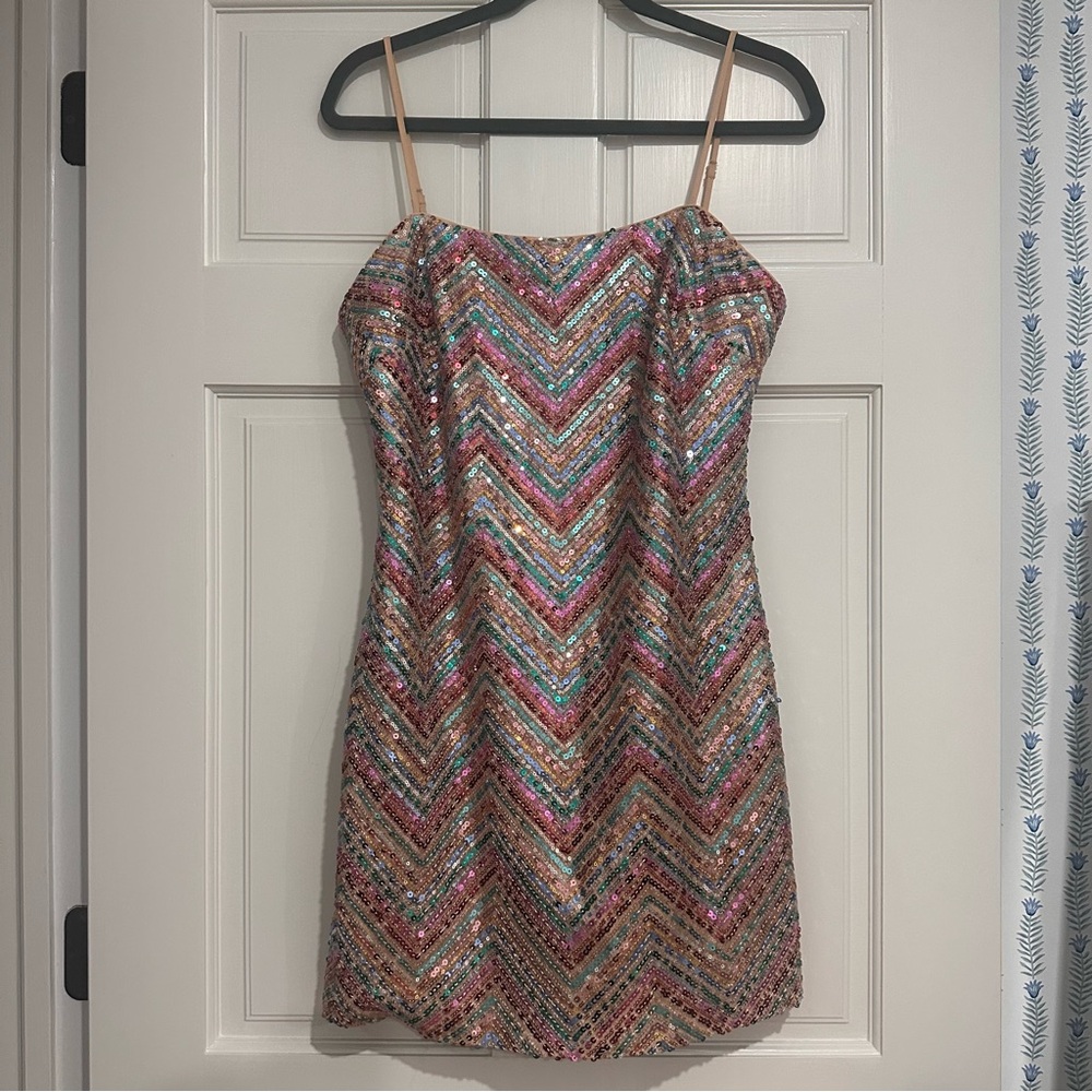 Milly Colette Sequin Chevron Dress
